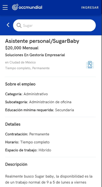 Publican vacante de 'sugar baby' con sueldo de 20 mil pesos al mes