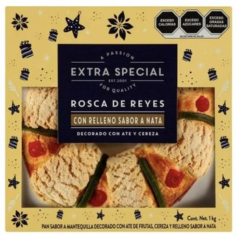 Rosca de Reyes de Walmart con relleno sabor nata de 1kg | Walmart.com.mx