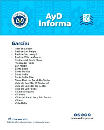 Comunicado de Agua y Drenaje de Monterrey. | Cortesía