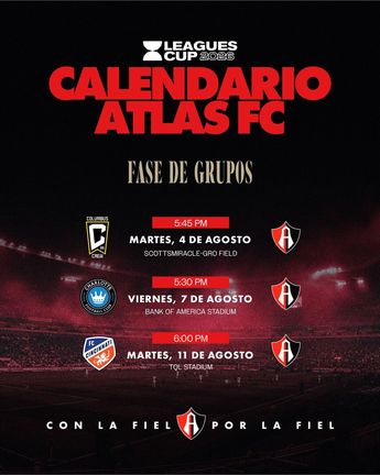 Los encuentros que tendrá el conjunto de Atlas es contra rivales del alto nivel de la MLS | Atlas FC