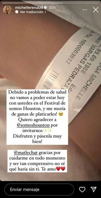 Michelle Renaud es internada de emergencia