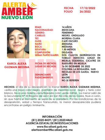 Karol Alexa Guzmán Medina, quien ya no fue vista luego de tomar clases en la escuela secundaria número 30. | Cortesía