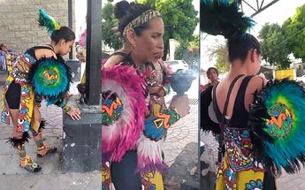 Mujeres de Danza Azteca hacen ritual para unirse a marcha 8M en Torreón