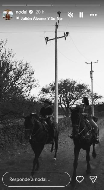Christian Nodal y Ángela aparecieron en fotografías y videos montando a caballo. Foto: Captura de Instagram.