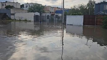 Laguna formada en Apodaca, Nuevo León, tras lluvias en septiembre 2024 | Especial