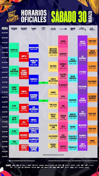 Horario sábado 30 de marzo / Especial