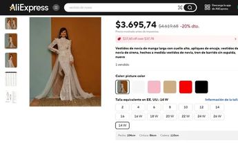 Vestido paracido al de Ángela Aguilar en AliExpress. Foto: Especial