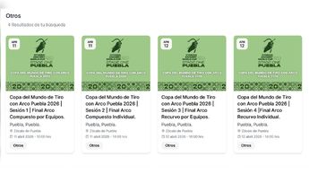 Los boletos para las finales de la Copa del Mundo Tiro con Arco Puebla 2026 están a la venta en Boletomóvil | Especial