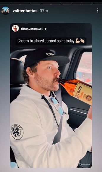 Valtteri Bottas se relajó tomándose una caguama tras GP de México