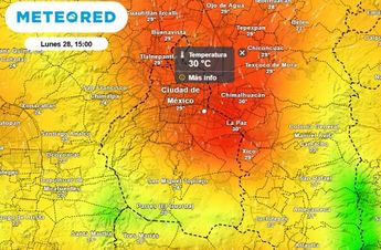 En la tarde del lunes la temperatura máxima oscilará entre 28 y 30 °C, sin descartar valores superiores / Meteored