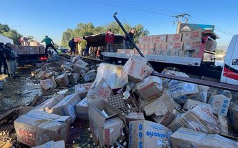 El tráiler transportaba más de 740 cajas de huevo | Luis Alfaro