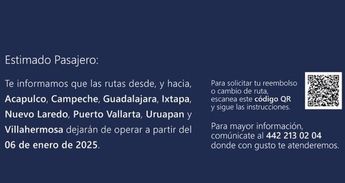 Anuncio de vuelos cancelados en la página de Mexicana de Aviación