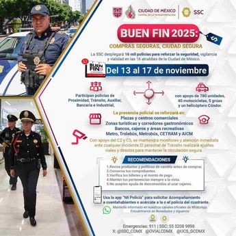 La SSC desplegará un operativo de seguridad en CdMx durante el Buen Fin 2025 | SSC