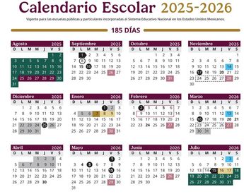 El calendario del ciclo escolar 2025-2026 de la SEP