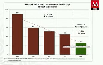 Sheinbaum presenta a Trump resultados de disminución de fentanilo en la frontera / Captura