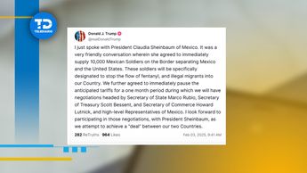 Donald Trump habló con Claudia Sheinbaum sobre la frontera y aranceles / Captura