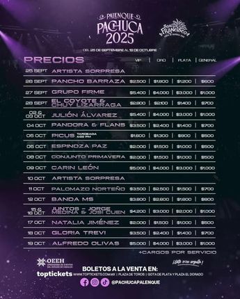 Precios de los boletos Palenque Pachuca 2025 | Instagram @pachucapalenque