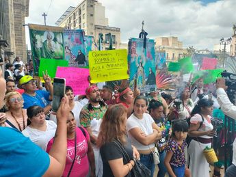 Manifestantes piden que la Romería vuelva a su recorrido tradicional| Sonia Gamiño