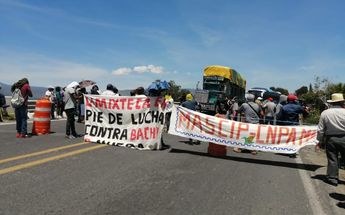 Manifestantes en la caseta de cobro de Tehuacán de la autopista Cuacnopalan-Oaxaca / Especial