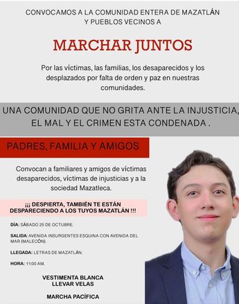 Convocatoria para marcha por desaparición de Carlos Emilio