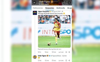 Respuesta de Tigres en publicación sobre Varane en Twitter / Captura