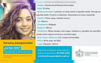 Ficha de desaparición de Sandra Ramírez / Gobierno de Zapopan
