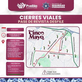 Mapa oficial emitido por el Gobierno de la Ciudad de Puebla que detalla el perímetro de restricciones vehiculares / SSC Puebla