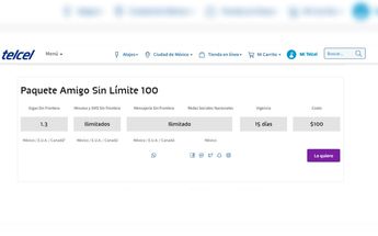 Paquete Telcel 100 pesos / Telcel