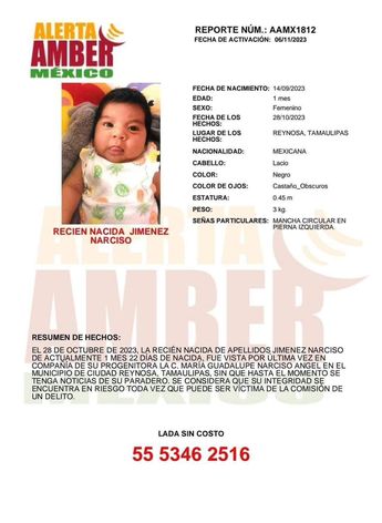 Buscan a bebé recién nacia en Reynosa