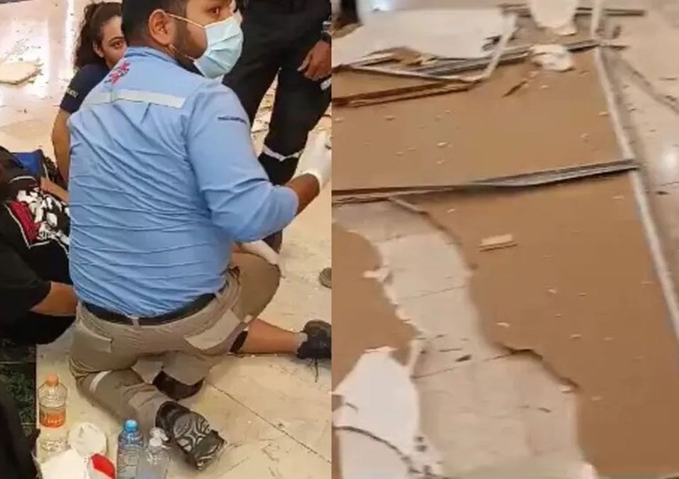 Hombre resulta lesionado tras caerle pedazo de techo en plaza comercial de San Pedro