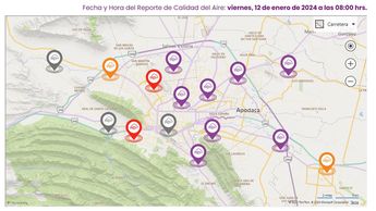 Mapa de la calidad del aire al corte de las 8:00 horas. | Cortesía