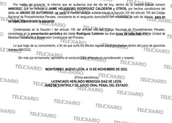 Jaime Rodríguez libra arraigo domiciliario / Cortesía