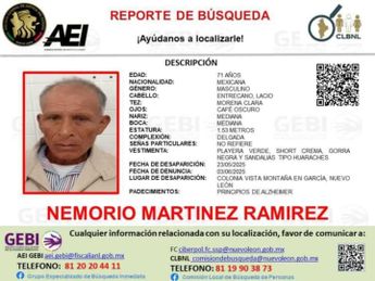 Ficha de búsqueda de Nemorio Martínez emitida por la Fiscalía de Nuevo León. | Cortesía