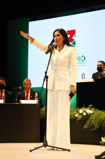 Patricia Salazar durante su toma de protesta como alcaldesa en 2021. | Archivo