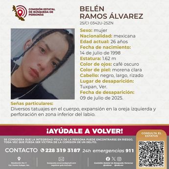 Ficha de Búsqueda de Belén Ramos Álvarez en Veracruz / Especial