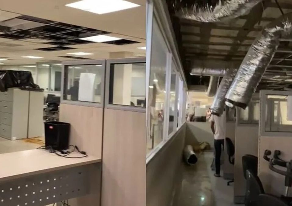 Se cae techo dentro de extinta Junta Local de Conciliación y Arbitraje en Monterrey