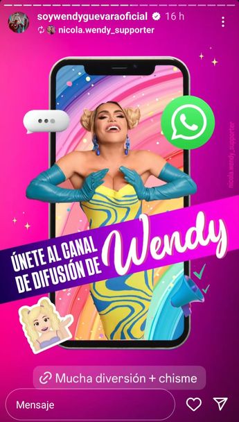 Wendy Guevara invita a unirse a su canal de difusión por Whatsapp
