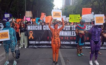 Activistas durante la Marcha en contra del Maltrato Animal en CdMx / César Velázquez