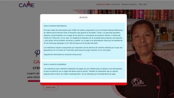 Mensaje de CAME en su página web