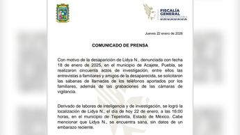 La FGE Puebla informó que Lidya Valdivia Juárez se encuentra sana, sin datos de un embarazo reciente | FGE Puebla