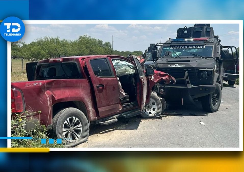 El vehículo de Fuerza Civil impacró de frente la camioneta donde viajaban los presuntos | Especial