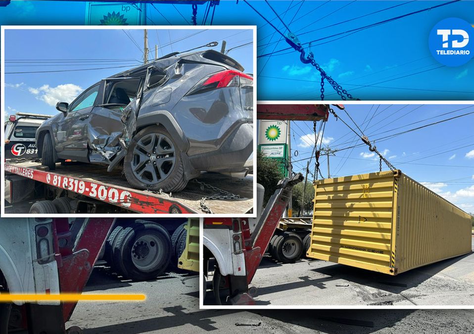La conductora de una camioneta esperaba la luz verde del semáforo cuando la caja de un tráiler cayó a un costado de ella. | Pedro Delgado