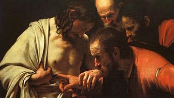 Santo Tomas comprobando si las heridas de Jesús eran reales / Especial