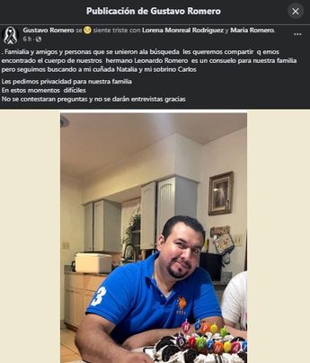 Gustavo, el hermano de Leonardo fue quien dio a conocer la noticia a través de su cuenta de Facebook. Foto: Captura.