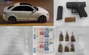 Armas, presuntas sustancias ilícitas y un auto sin placas le fue retirado a Guillermo M. / Especial