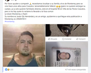 Buscan a familia de Javier Hernández González | Especial