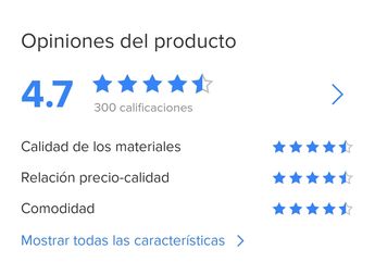 Deslizando al final se puede ver la evaluación del producto/ Especial