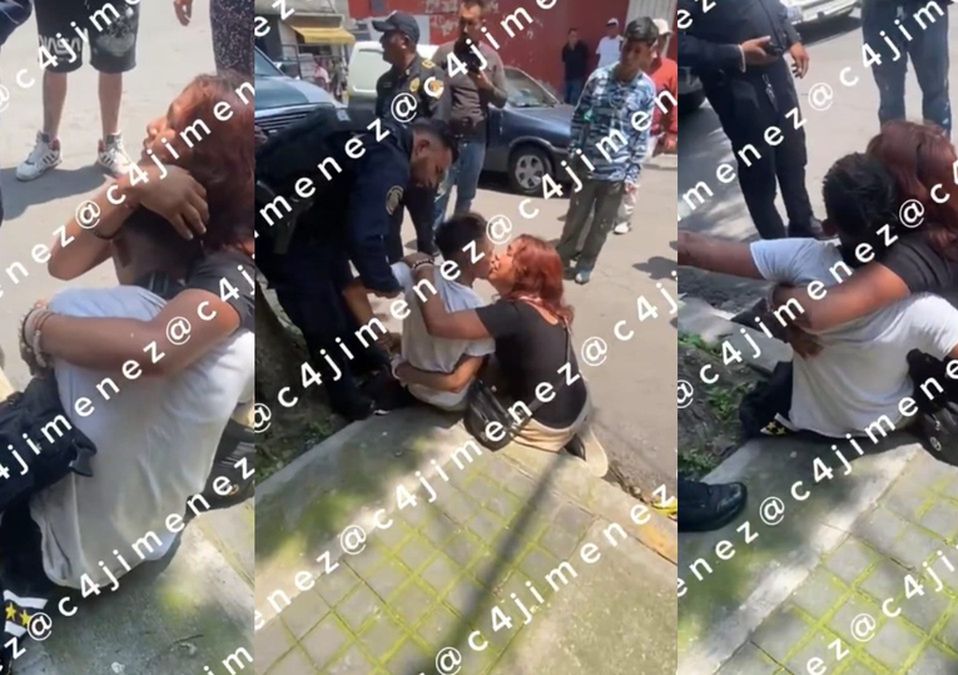 Antes de que se lo llevara la policía, la mujer le da un beso a su novio y vuelve a pedir que no se lo lleven | X: @c4jimenez