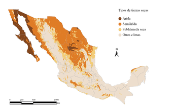 Mapa de distribución de tierras secas/SEMARNAT
