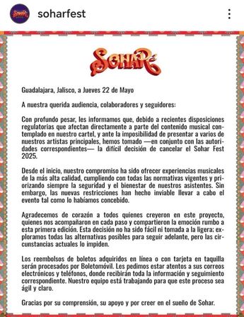 Previamente varios artistas cancelaron su presentación en el Sohar Fest | Cortesía